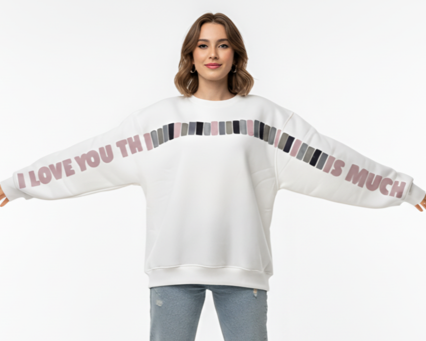 I Love You This Much Hoodie and Jesus Loves You More – Christian, Unisex Fit, Cozy Fleece Oversized Fit White Sweatshirt | Free Shipping